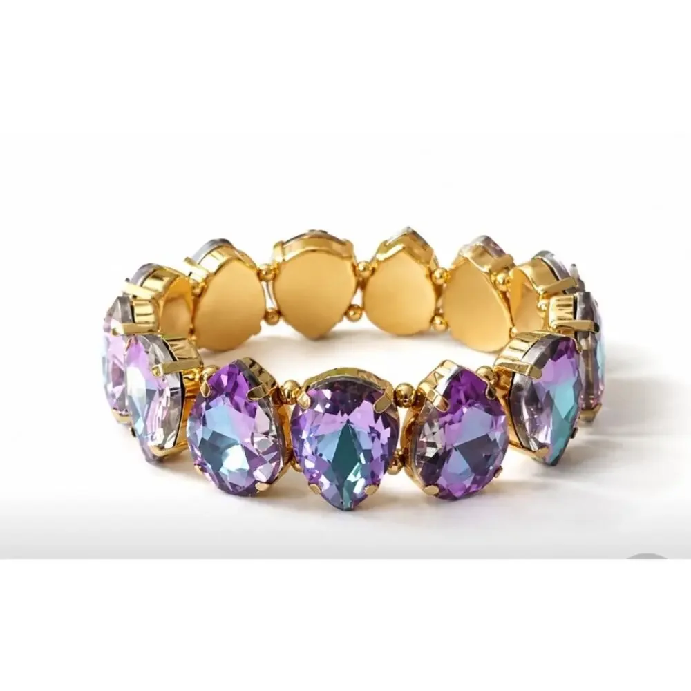Jewel Candy Purple AB Large Stone Stretch Bracelet New